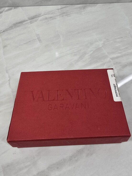 Valentino Garavani Pale Green Quilted Card Holder with Gold Stud